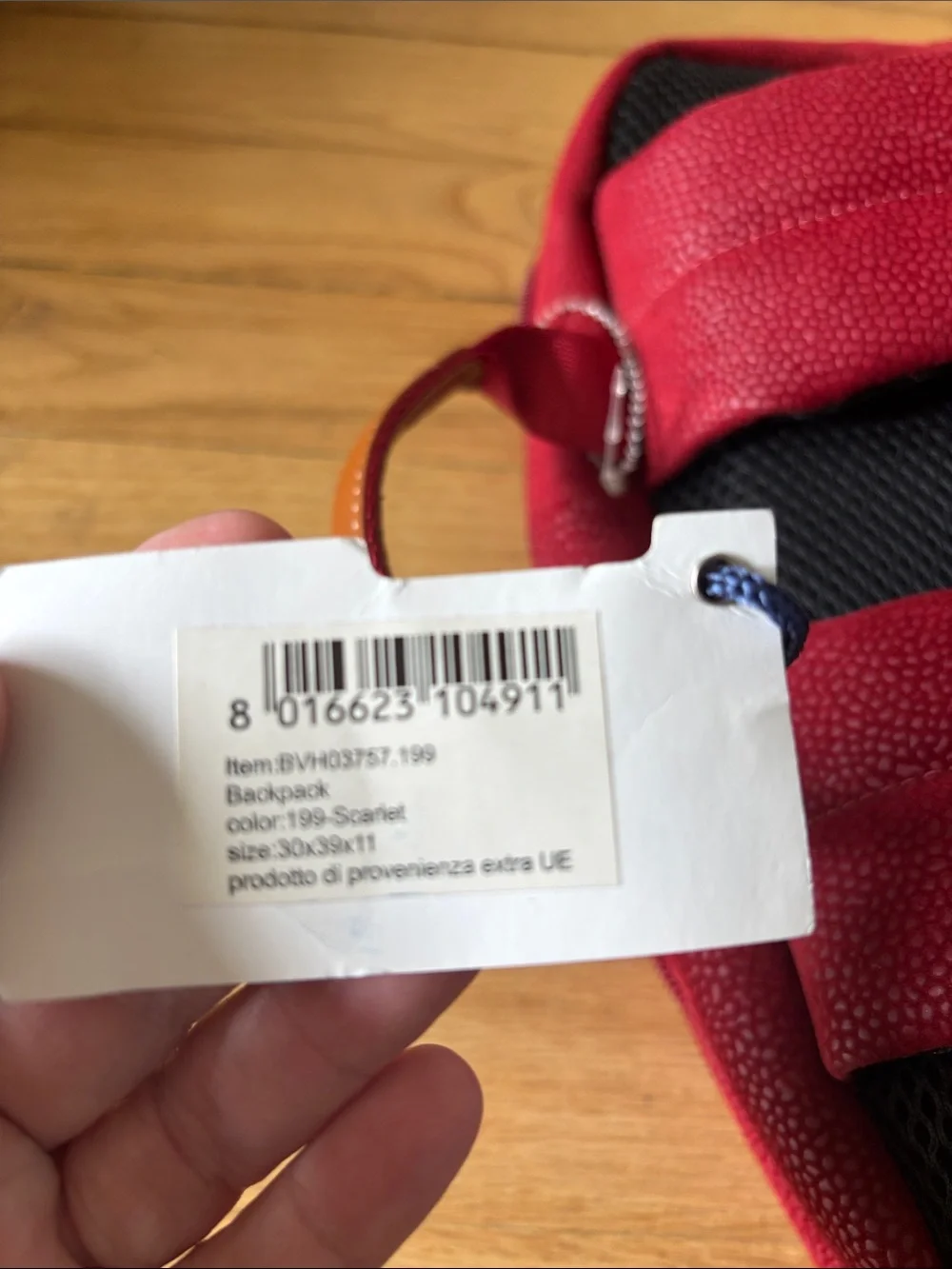 Bric's Red Pebbled Leather Backpack with Tan Accents